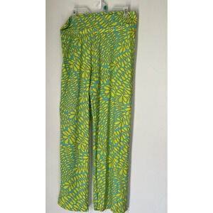 NWT TRINA TURK Sz 14‎ FLORAL Wide Leg COVER UP PANTS Green Roomy Comfy Beach